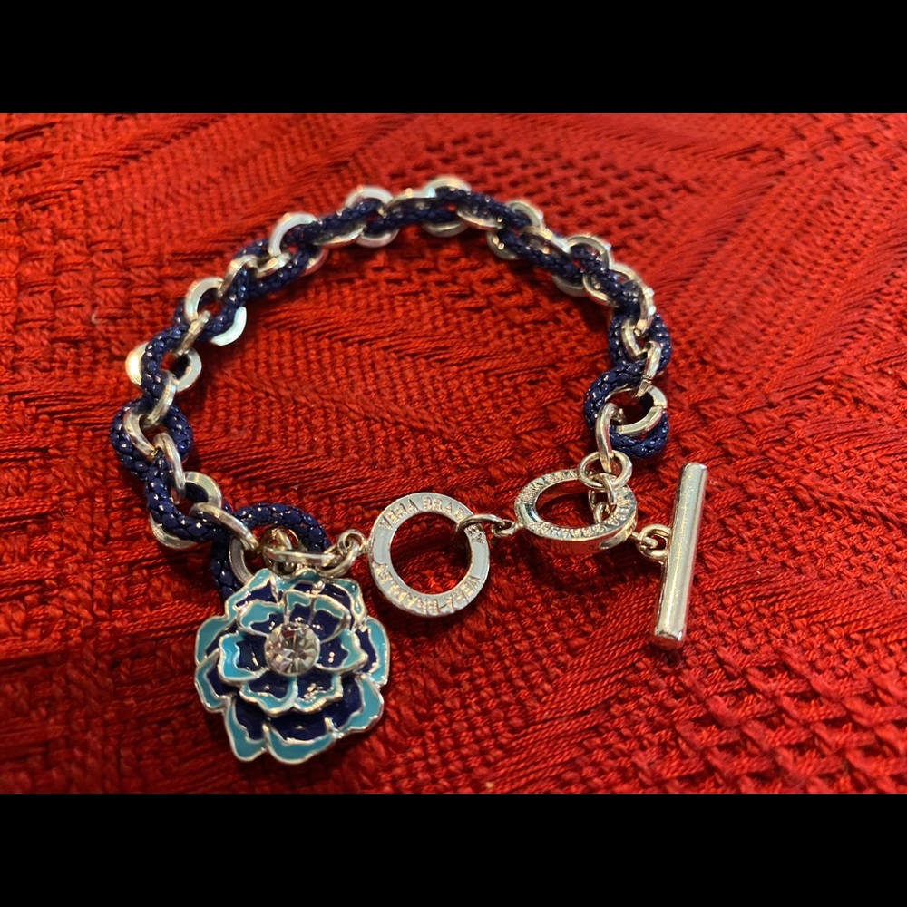Vera Bradley Silver and Blue Intertwined Floral Bracelet
